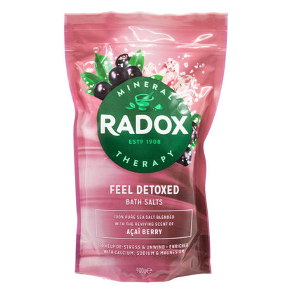 Radox 900g Bath Salts Feel Detoxed Acai Berry (4 Pack)