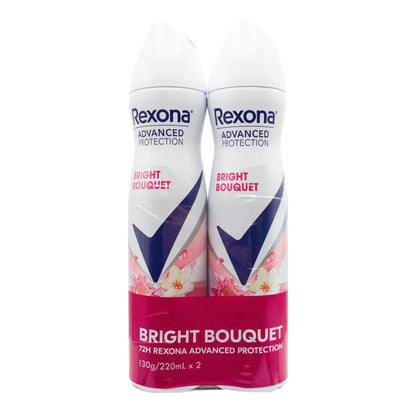 REXONA PK2 x 130g / 220mL ANTIPERSPIRANT 72H ADVANCED PROTECTION BRIGHT BOUQUET ( 6 x Value Pack)