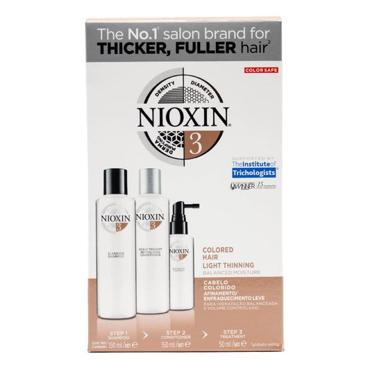 Nioxin Pk3 150ml Shampoo, 150ml Conditioner 50mltreatment Thicker Fuller Colored Hair Light Thinning System 3