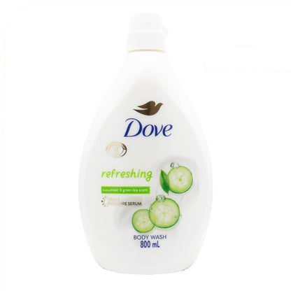 DOVE 800mL BODY WASH TRIPLE MOISTURE SERUM REFRESHING CUCUMBER AND GREEN TEA SCENT (3x Pack)