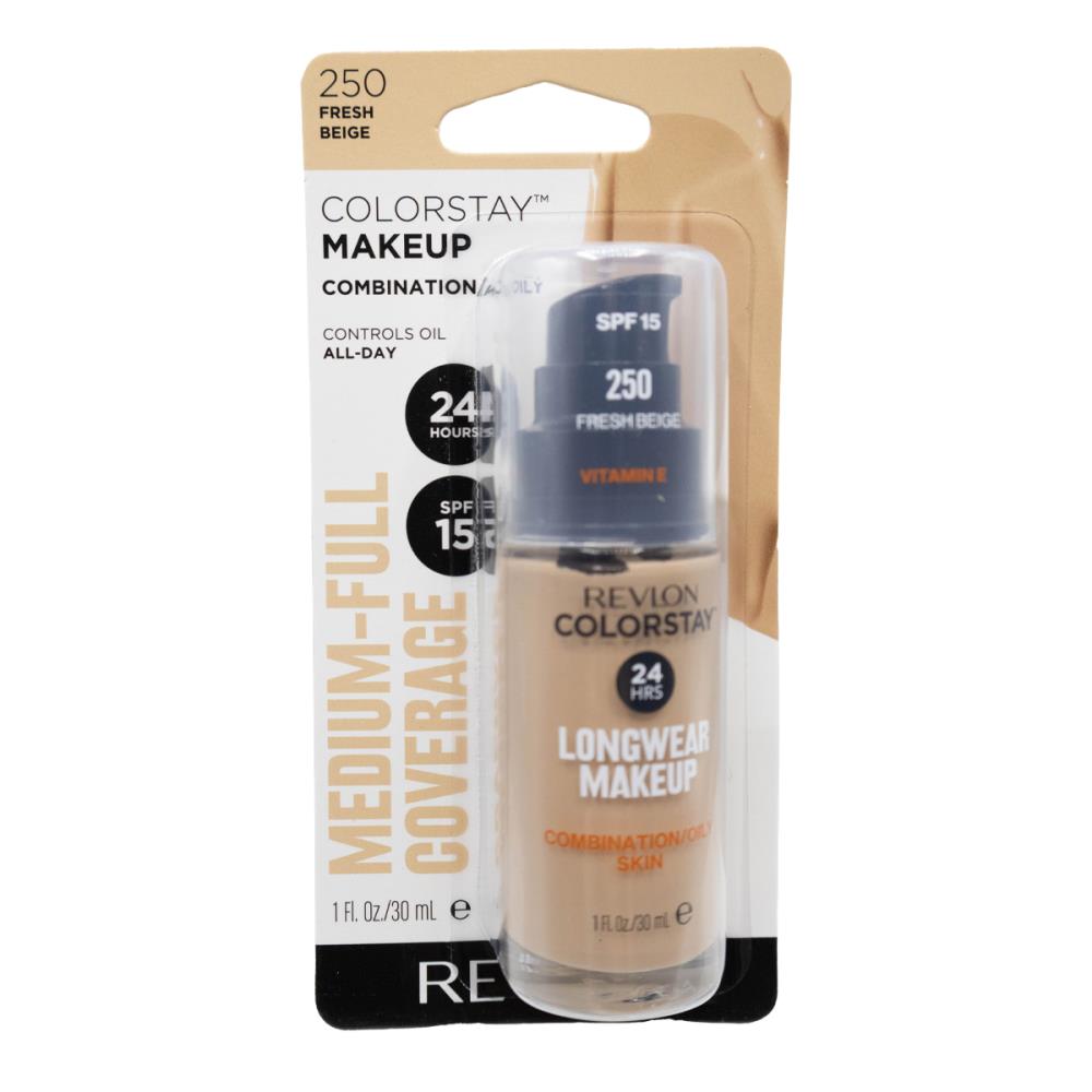 Revlon 30mL Foundation Longwear Colorstay Medium Full Coverage Fresh Beige 250 (4 Pack)