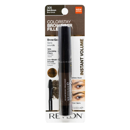 Revlon 6.8mL Brow Fiber Filler Colorstay Dark Brown 305 Carded (2 Pack)