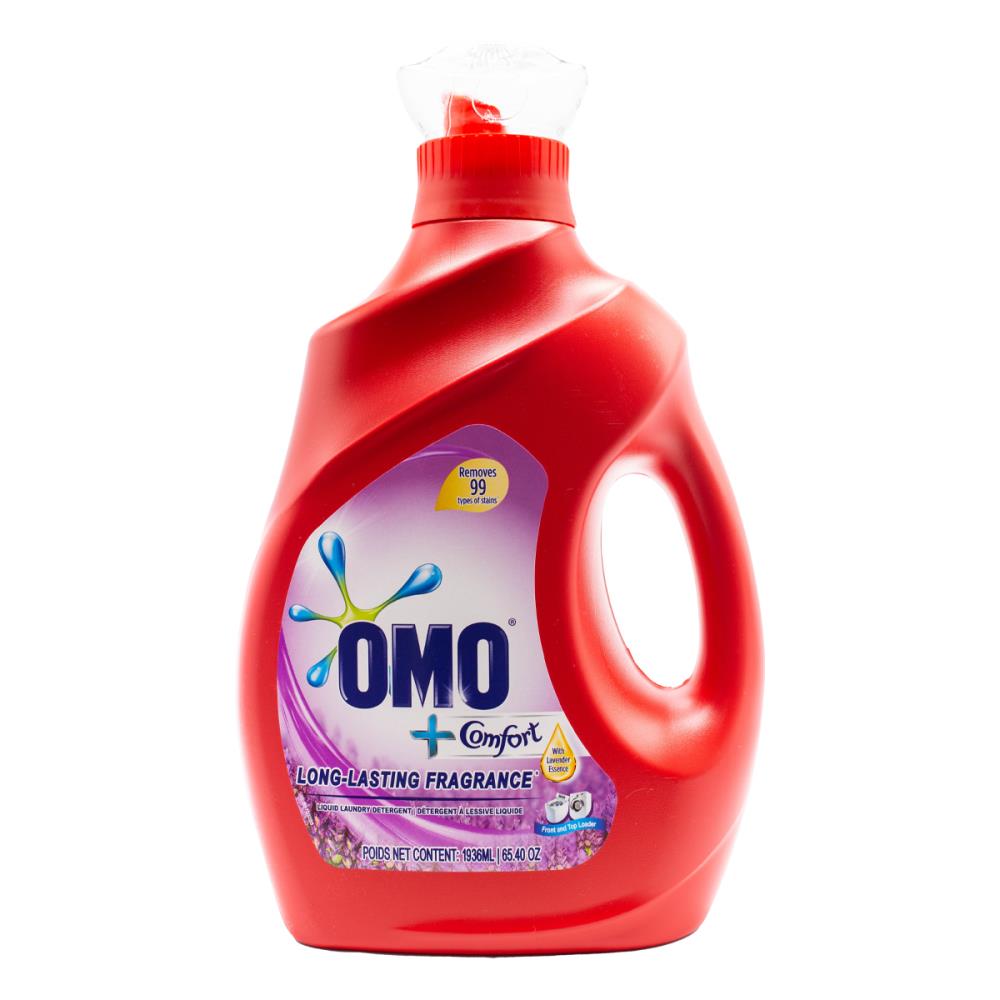 Omo Comfort Auto Laundry Liquid Detergent Lavender Front + Top Loader 1936ml (6 Pack)