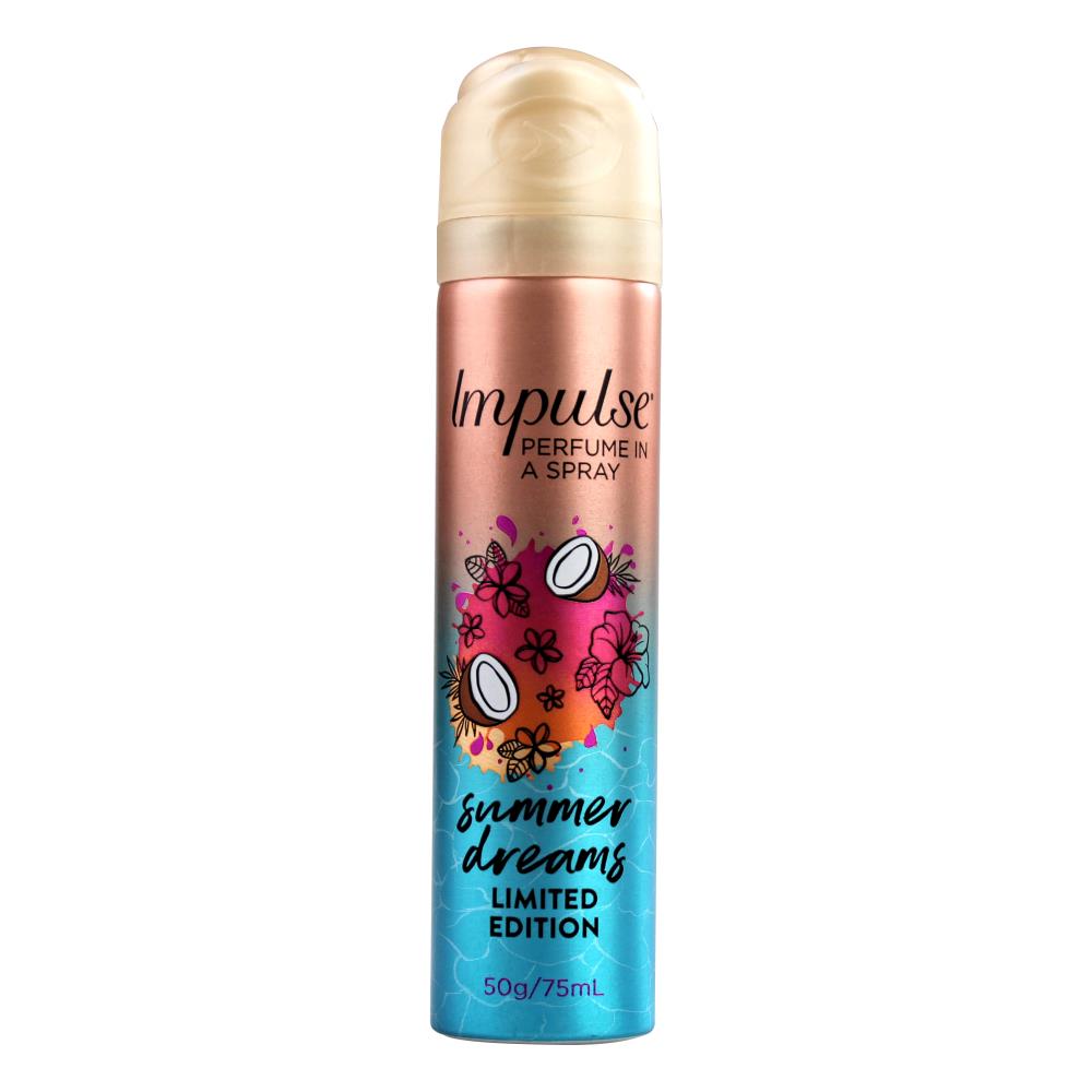 Impulse 50g Perfume Body Spray Summer Dreams Limited Edition (6 Pack)