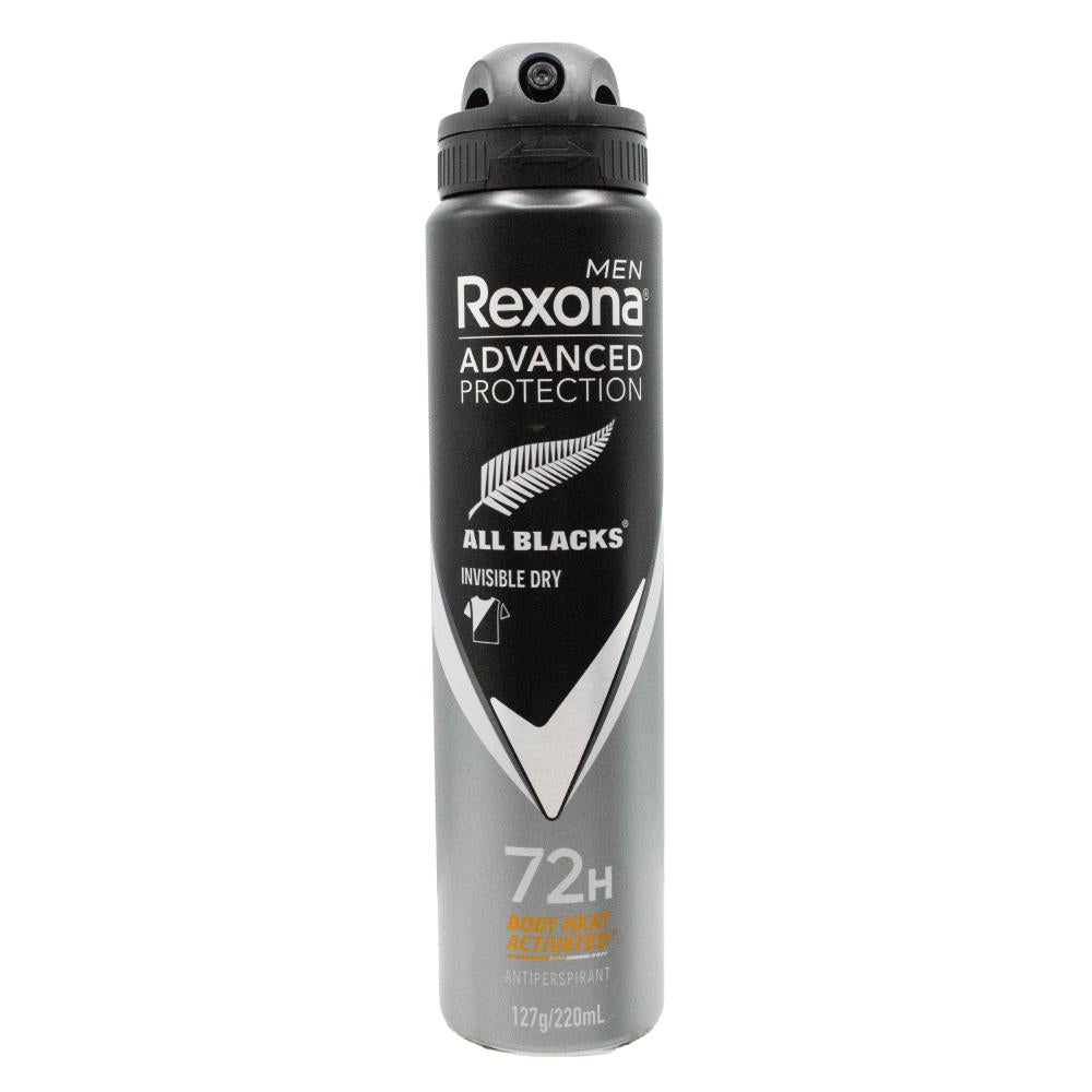 REXONA 127g / 220mL ANTIPERSPIRANT MEN ADVANCED PROTECTION 72H ALL BLACKS INVISIBLE DRY (6x Pack)