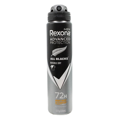 REXONA 127g / 220mL ANTIPERSPIRANT MEN ADVANCED PROTECTION 72H ALL BLACKS INVISIBLE DRY (6x Pack)