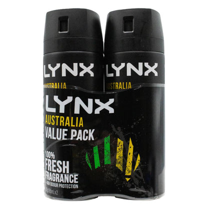 LYNX PK2 x 102g / 165mL DEODORANT BODY SPRAY 100% FRESH FRAGRANCE 48H ODOUR PROTECTION AUSTRALIA (24 Value Pack)