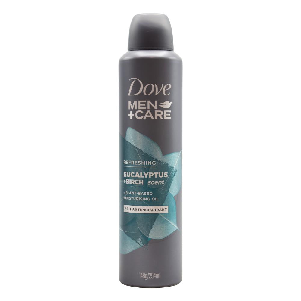 "DOVE MEN 148g / 254ml ANTIPERSPIRANT DEODORANT REFRESHING EUCALYPTUS AND BIRCH SCENT (6 x Pack )