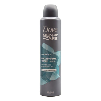 "DOVE MEN 148g / 254ml ANTIPERSPIRANT DEODORANT REFRESHING EUCALYPTUS AND BIRCH SCENT (6 x Pack )