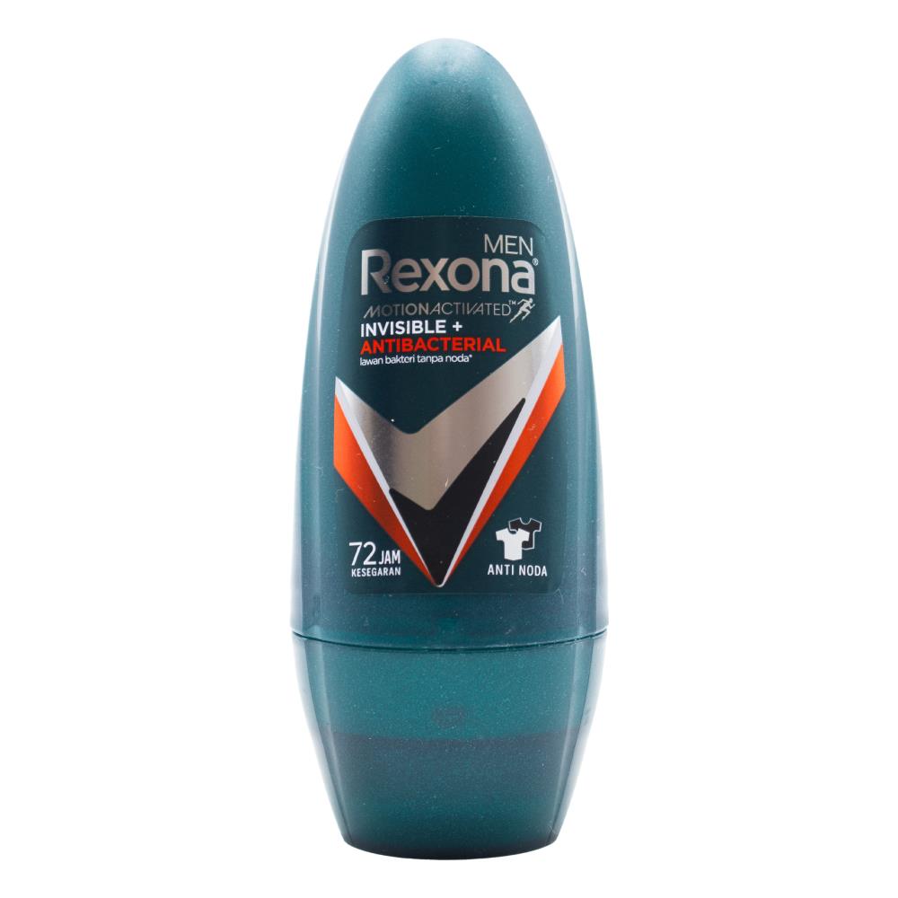 REXONA MEN 45ml ROLL ON DEODORANT INVISIBLE AND ANTIBACTERIAL (24x Pack)