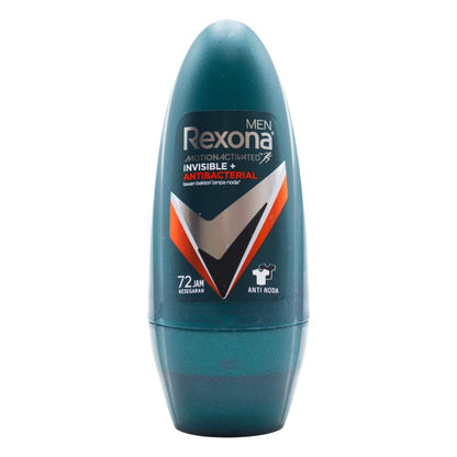 REXONA MEN 45ml ROLL ON DEODORANT INVISIBLE AND ANTIBACTERIAL (24x Pack)
