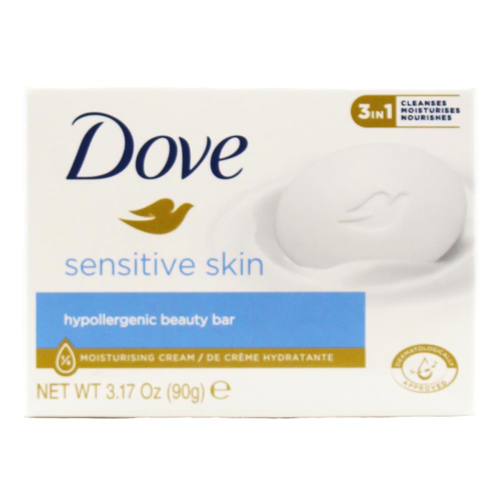 Dove Soap Bar Sensitive Skin Hypollergenic Beauty Bar 90g (48 Pack)