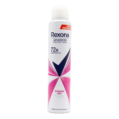 REXONA 200mL ANTIPERSPIRANT ADVANCE PROTECTION POWDER DRY (12x Pack)