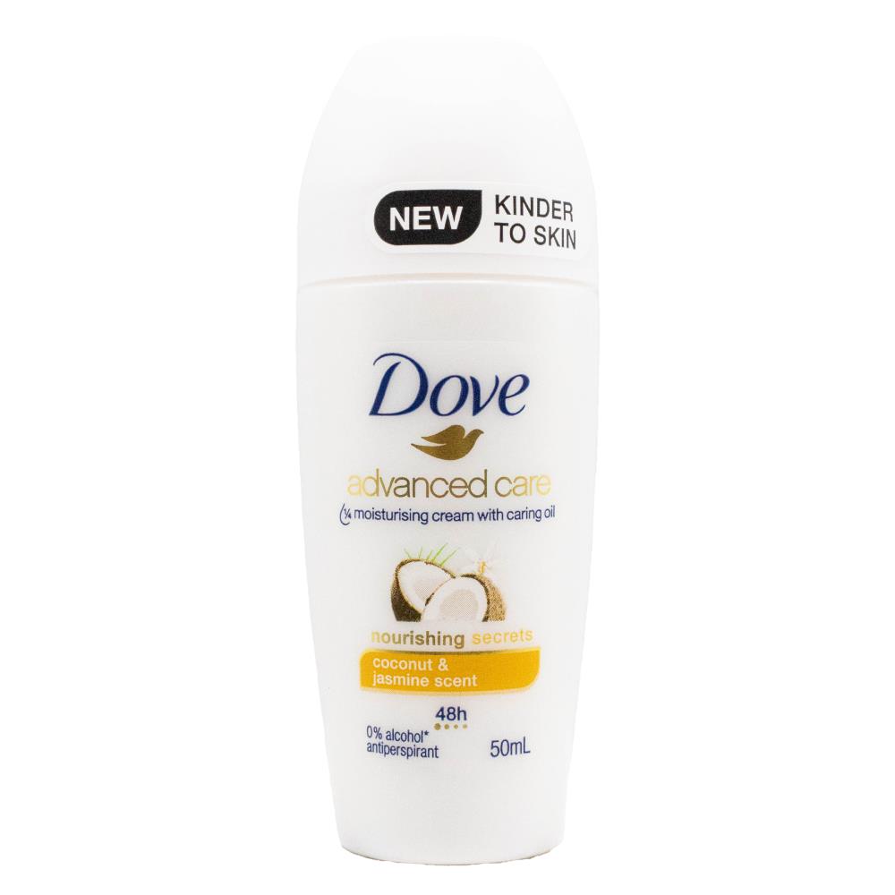 DOVE 50mL ANTIPERSPIRANT ADVANCED CARE 1/4 MOISTURISING CREAM WITH CARING OIL NOURISHING SCENTS COCONUT AND JASMINE SCENT (6x Pack)