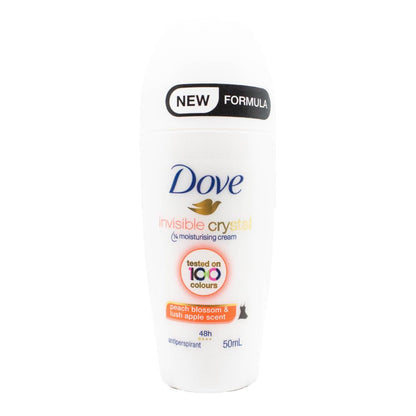 DOVE 50mL ANTIPERSPIRANT INVISIBLE CRYSTAL 1/4 MOISTURISING CREAM 48H PEACH BLOSSOM AND LUSH APPLE SCENT (6x Pack)