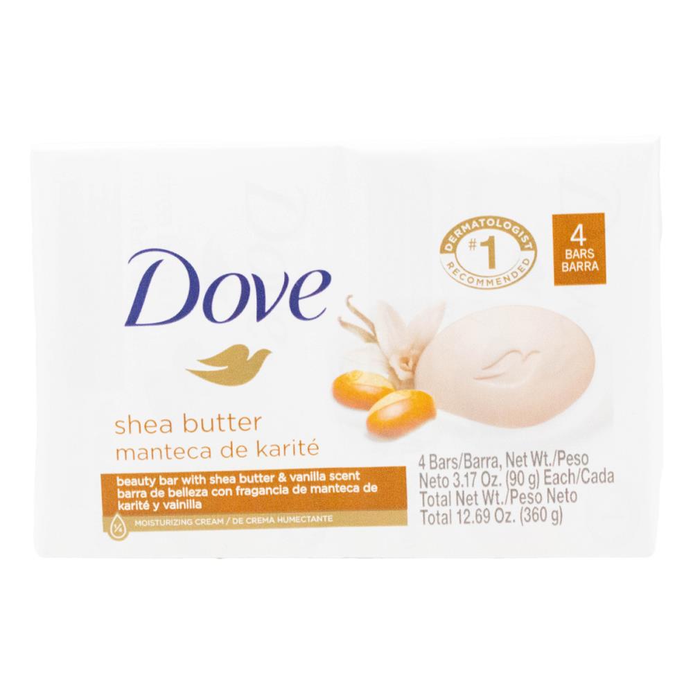DOVE PK4 x90g BEAUTY BAR WITH SHEA BUTTER AND VANILLA SCENT (12x Pack)