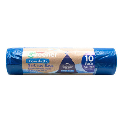 Multix Pk10 56 Litre Greener Garbage Bags Ocean Plastic (9x Pack)
