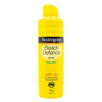 NEUTROGENA 184g SUNSCREEN SUN AND WATER BEACH DEFENCE 4HRS WATER RESISTANT BRAD SPECTRUM UVA AND UVB SPF50 (12x Pack)