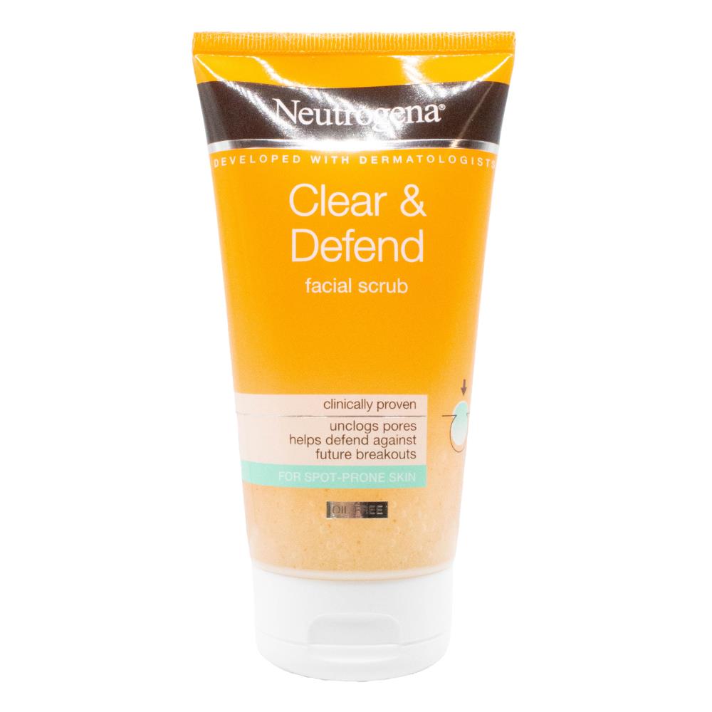 NEUTROGENA 150mL FACIAL SCRUB CLEAR AND DEFEND FOR SPOT PRONE SKIN (12x Pack)