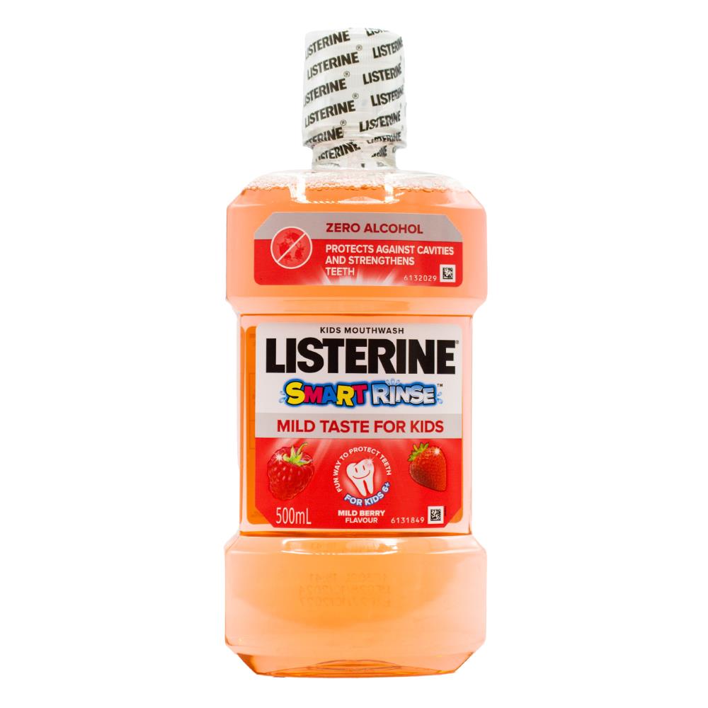 LISTERINE 500mL SMART RINSE FOR KIDS MILD BERRY (6x Pack)