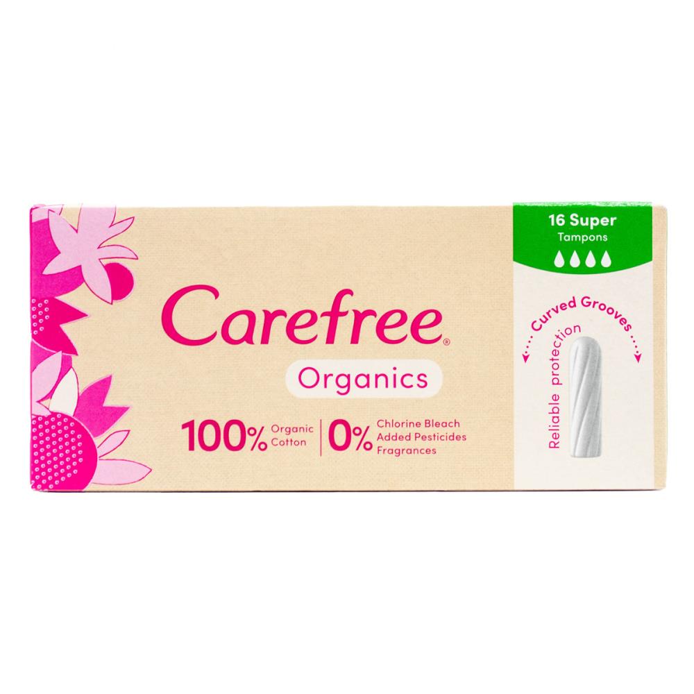 Carefree Pk16 Tampons Organic Super (6x Pack)