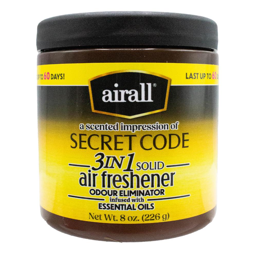 AIRALL 226g AIR FRESHENER SOLID 3 IN 1 ODOUR ELIMINATOR ESSENTIAL OILS A SCENTED IMPRESSION OF SECRET CODE (12x Pack)