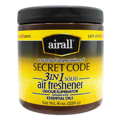 AIRALL 226g AIR FRESHENER SOLID 3 IN 1 ODOUR ELIMINATOR ESSENTIAL OILS A SCENTED IMPRESSION OF SECRET CODE (12x Pack)