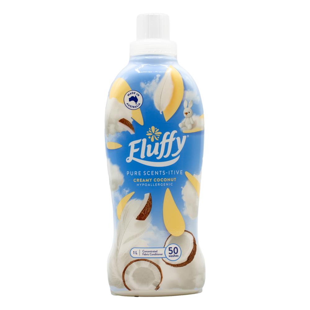 Fluffy 1L Fabric Softener Hypoallergenic Creamy Coconut (8 Pack)