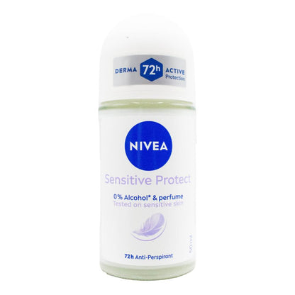 NIVEA 50mL ANTI PERSPIRANT SENSITIVE PROTECT 72H 0% ALCOHOL AND PERFUME (6 x Pack)