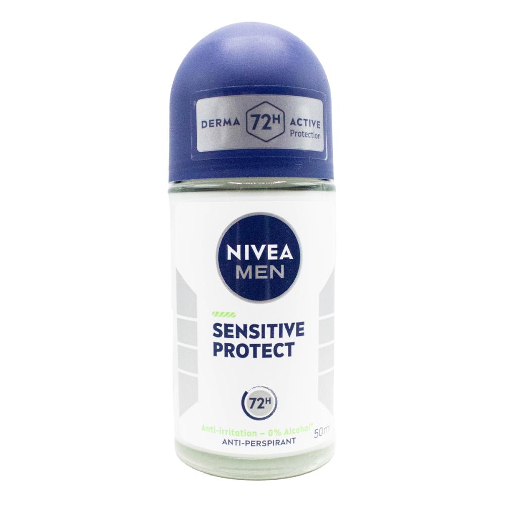 NIVEA 50mL ANTI PERSPIRANT MEN SENSITIVE PROTECT 72H 0% ALCOHOL ANTI IRRITATION (6x Pack)