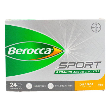 BEROCCA PK24 x96g POWDER SACHETS B VITAMINS AND ELECTROLYTES SPORT ORANGE (12x Pack)