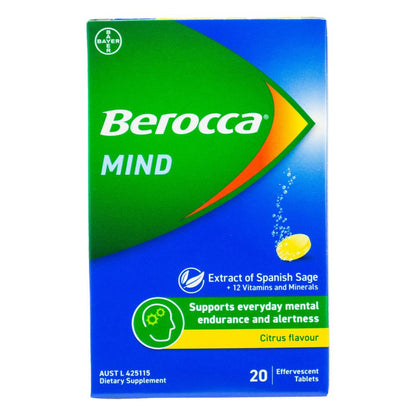 BEROCCA PK20 EFFERVESCENT TABLETS MIND CITRUS FLAVOUR (6x Pack)