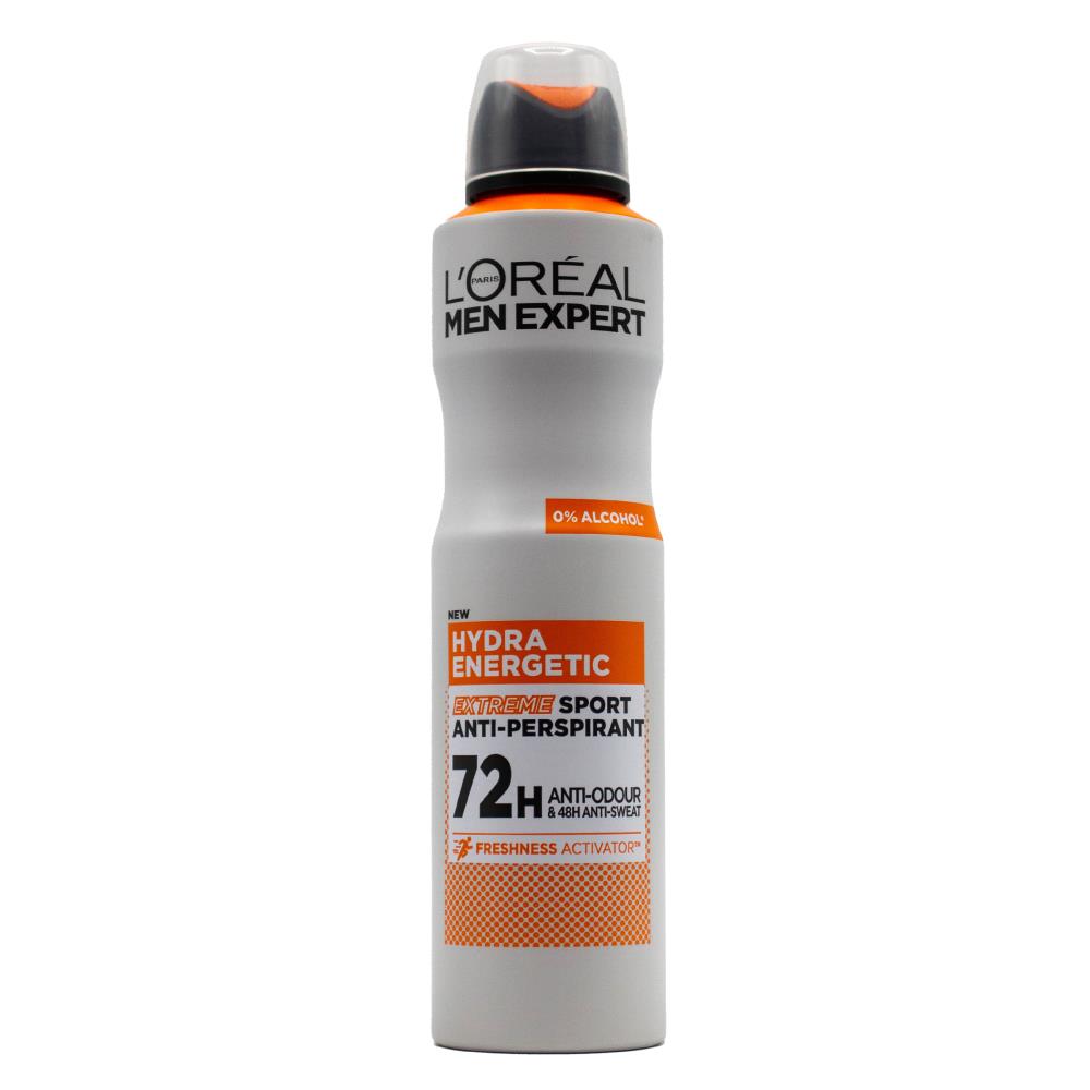 LOREAL 250mL ANTIPERSPIRANT MEN EXPERT HYDRA ENERGETIC EXTREME SPORT ANTI ODOUR ( 6 x Pack)