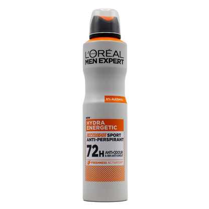 LOREAL 250mL ANTIPERSPIRANT MEN EXPERT HYDRA ENERGETIC EXTREME SPORT ANTI ODOUR ( 6 x Pack)