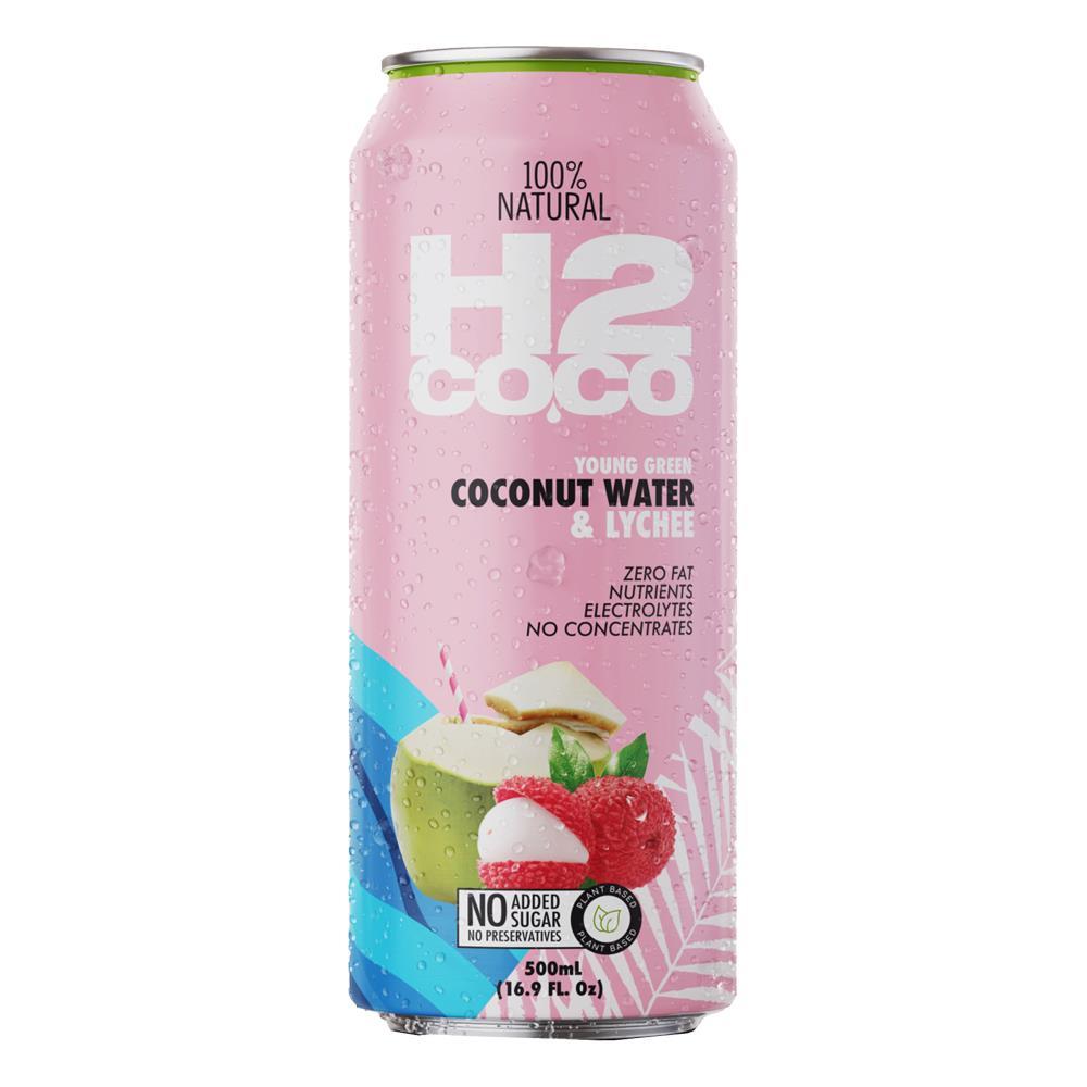 H2coco Pure Coconut Water With Lychee 500ml Can (12x Pack)
