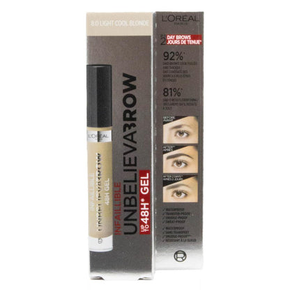 LOREAL PARIS 3.4mL UNBELIEVABROW INFAILLIBLE UP TO 48G GEL LIGHT COOL BLONDE 8.0 (3x Pack)