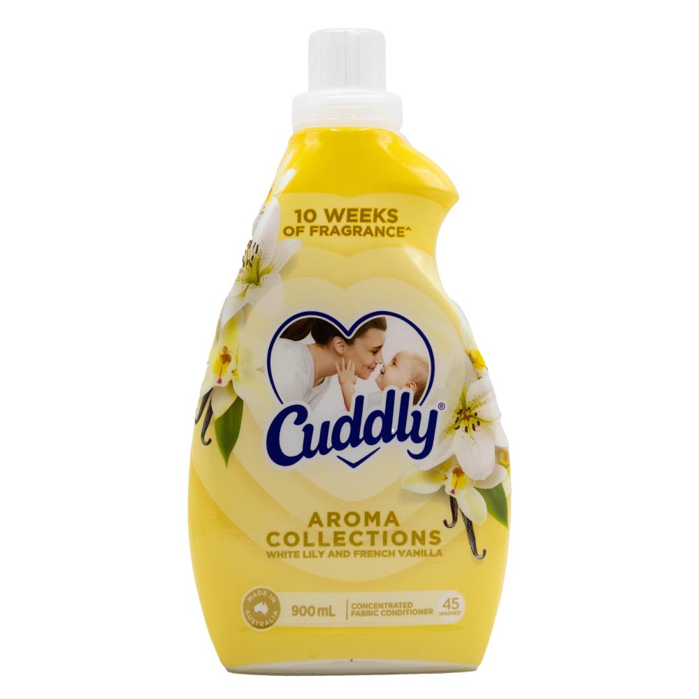 Cuddly Fabric Conditioner 900mL Concentrated Aroma Collection White Lily & French Vanilla (8 pack)