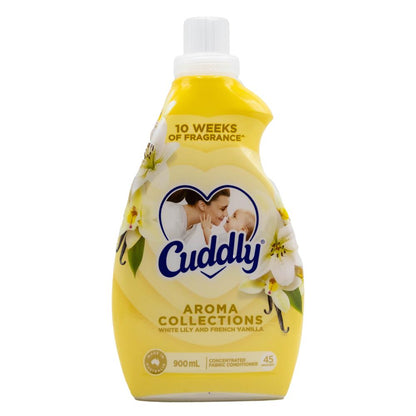 Cuddly Fabric Conditioner 900mL Concentrated Aroma Collection White Lily & French Vanilla (8 pack)