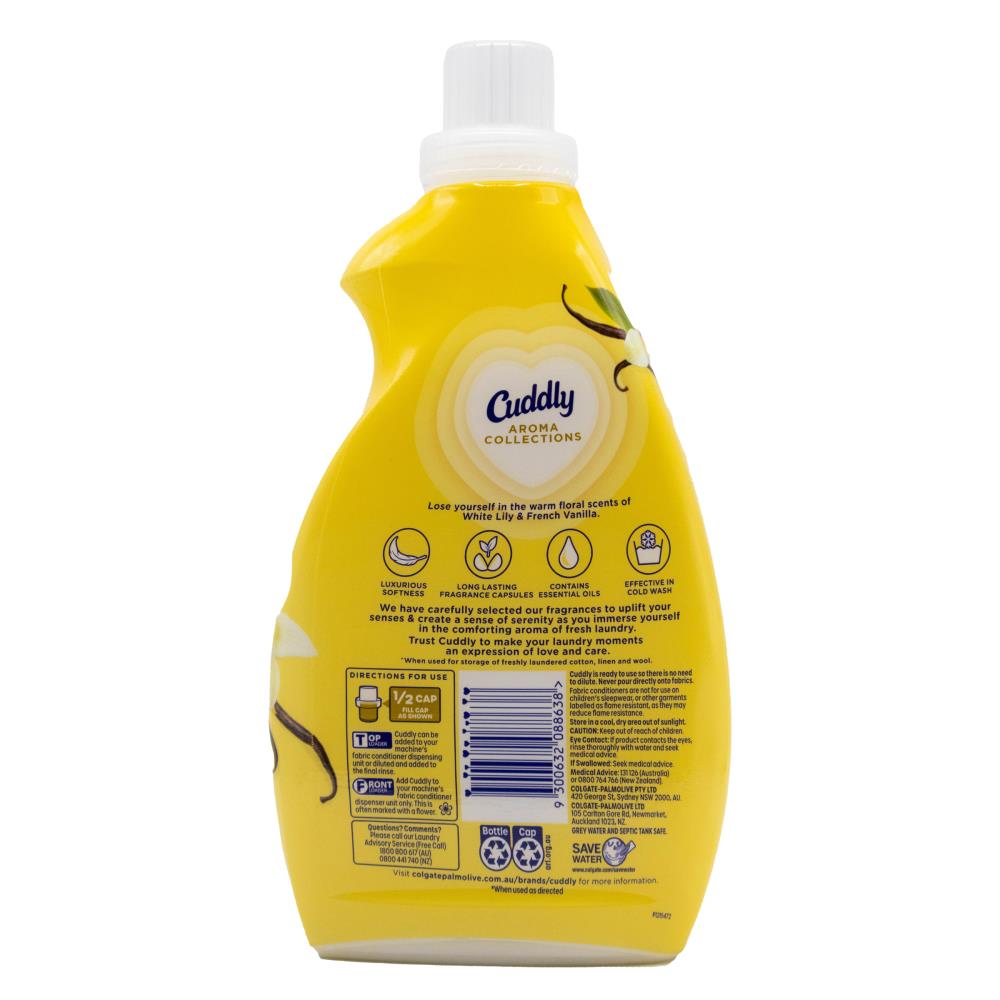 Cuddly Fabric Conditioner 900mL Concentrated Aroma Collection White Lily & French Vanilla (8 pack)